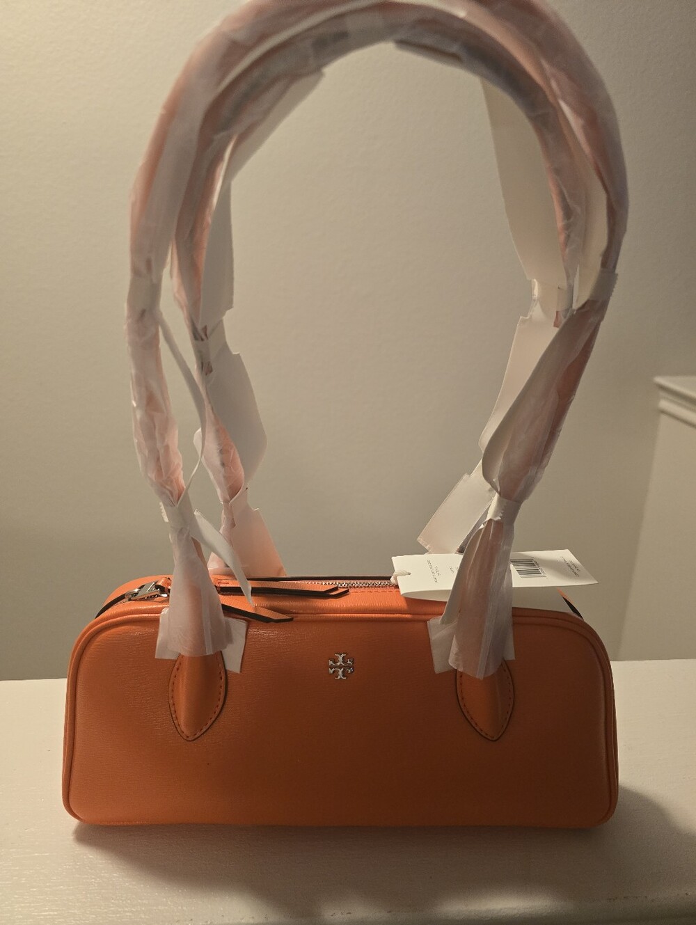 Tory Burch Orange Textured Satchel